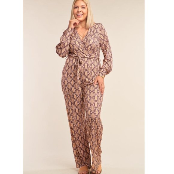 Pants - Plus Size Python Print Jumpsuit NWT